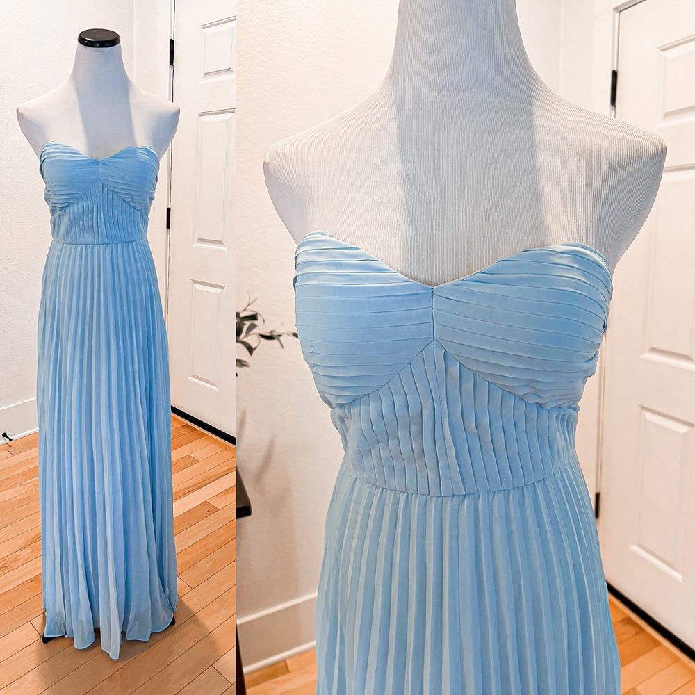 LULUS Exclusive Always Charming Strapless Light Blue Maxi Dress bridesmaid
